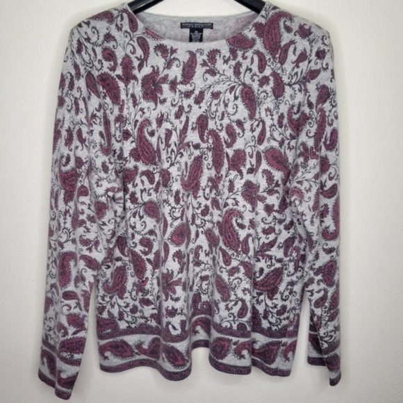Sarah Spencer Paisley Lambs Wool, Angora Rabbit Hair Sweater, Size 2X - Picture 2 of 6